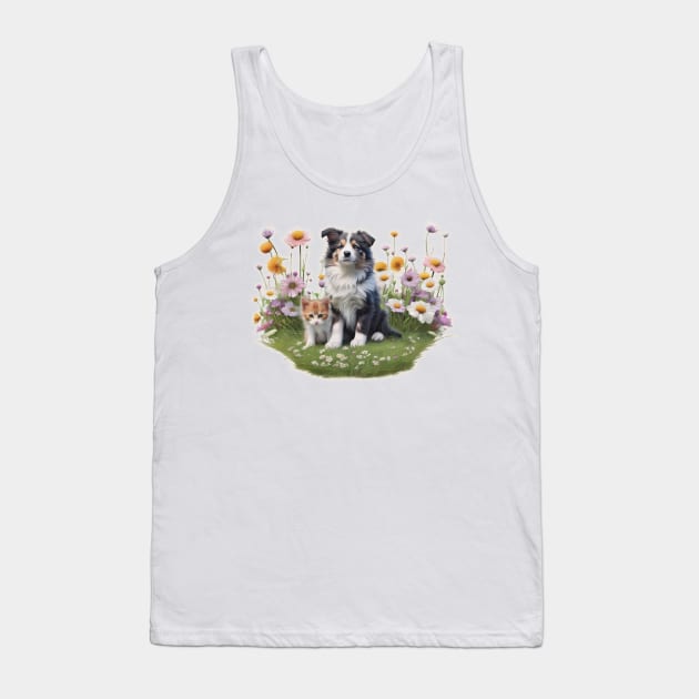 Collie puppy and a kitten Tank Top by JnS Merch Store